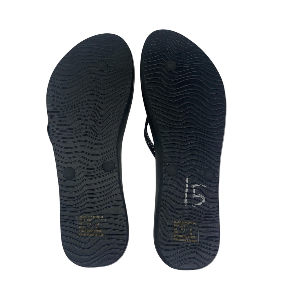 NWT Reef Cushion Bounce Stargazer Black Glitter Flip Flops Sandals Size 10 - Picture 2 of 5